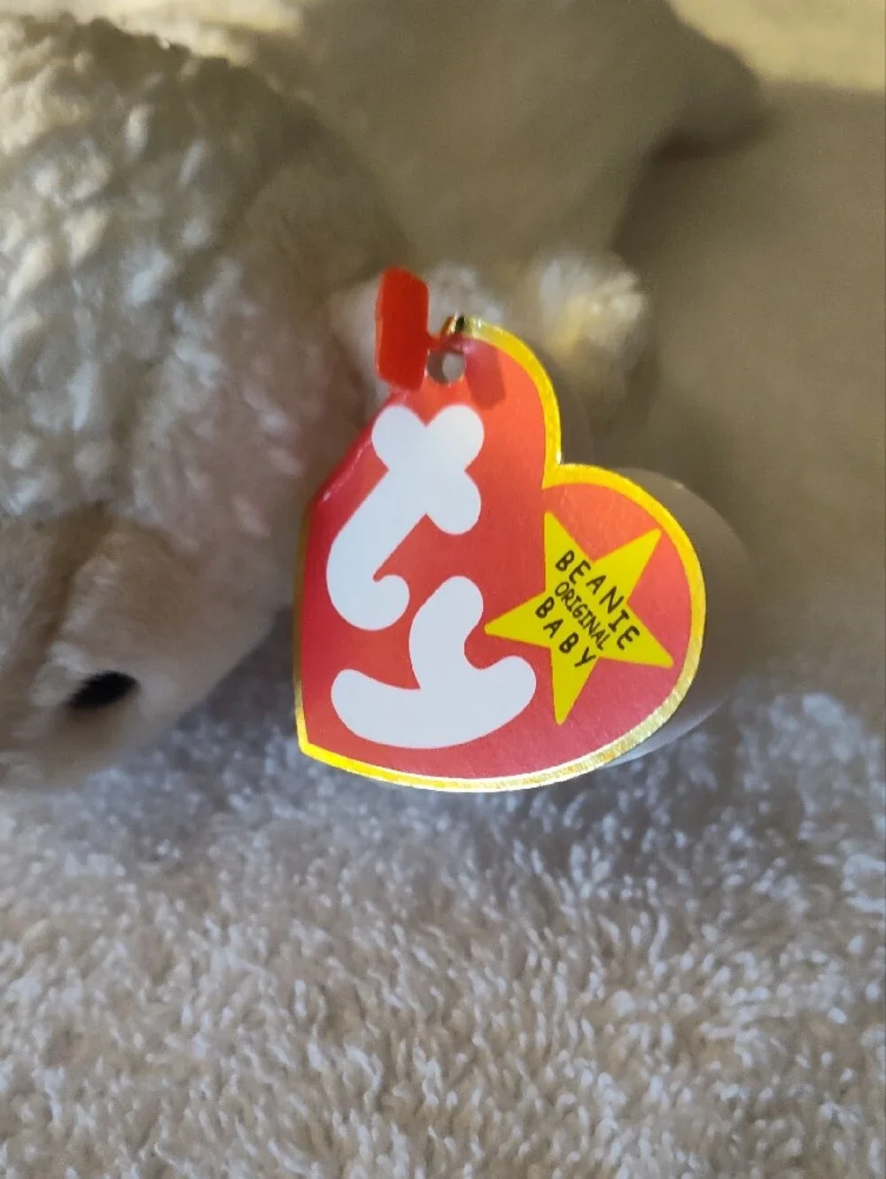 Ty White Lamb Plush with TY Tag. Rare Retired